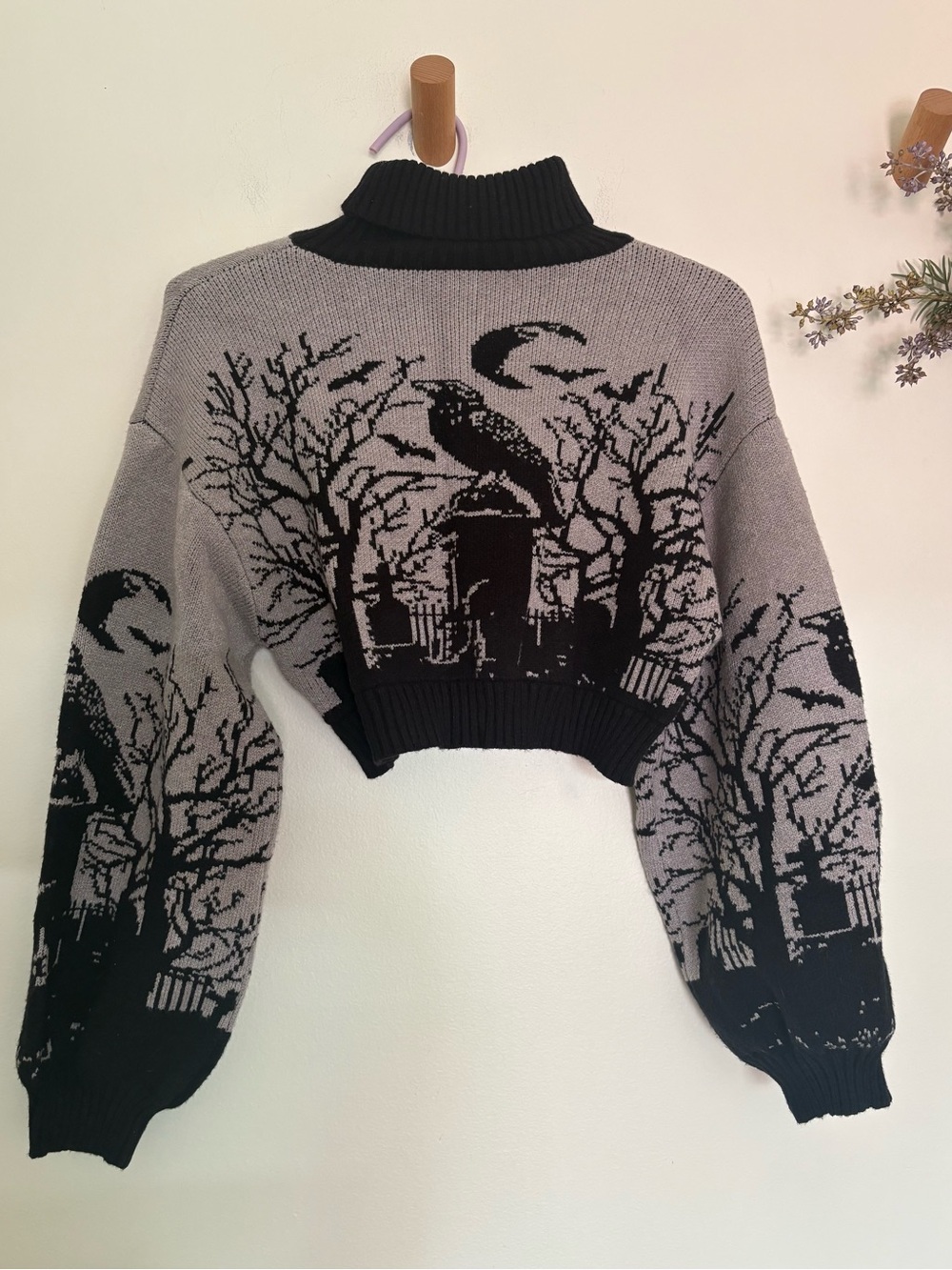 Witchy spooky cropped chunky sweater-XS-S
